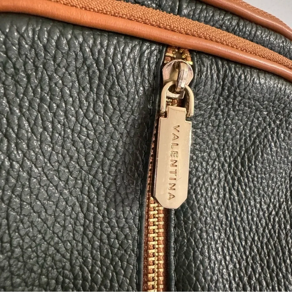 Valentina Dark Green with Brown Italian Small Backpack